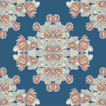 Vector Seamless texture with flowers.Decorative seamless pattern Stock Illustration
