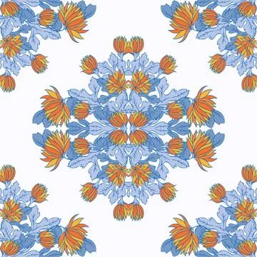 Vector Seamless texture with flowers.Decorative seamless pattern Stock Illustration