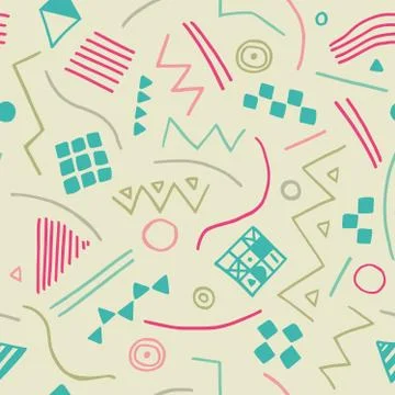 Vector seamless texture with geometrical shapes. Endless pastel background. V Stock Illustration