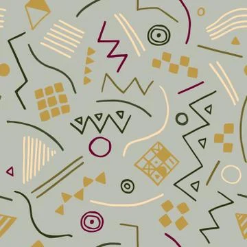 Vector seamless texture with geometrical shapes. Endless white background. Stock Illustration