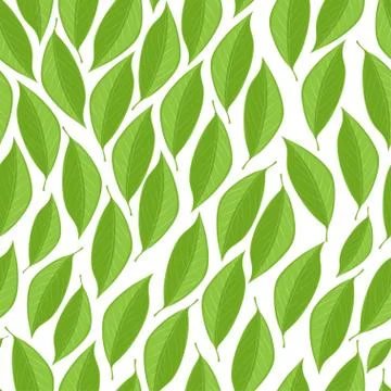 Vector seamless texture with green leaves on a white background Illustrazione stock