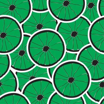 Vector seamless texture with green orange slices with white centres Stock Illustration