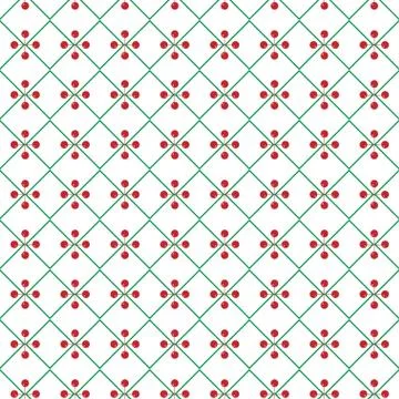 Vector seamless texture. Green rhombs and red balls. Christmas ornament Stock-Illustration