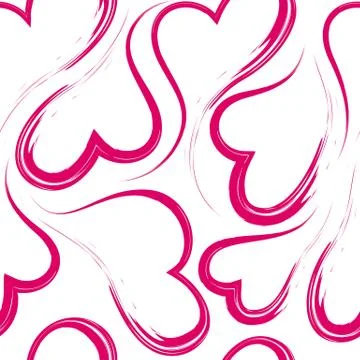 Vector seamless texture of hearts flowing into each other painted with lipstick Stock Illustration
