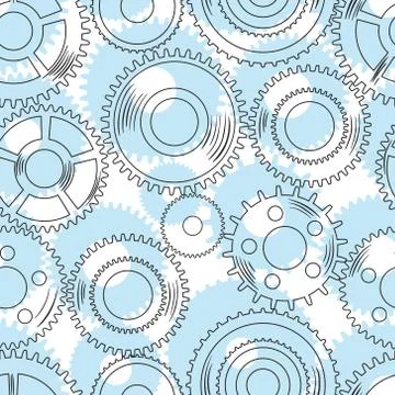 Vector seamless texture with mechanical  gear and cogwheel Stock Illustration