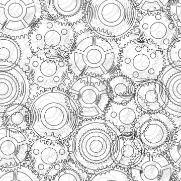 Vector seamless texture with mechanical  gear and cogwheel Stock Illustration
