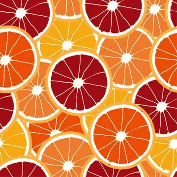Vector seamless texture with orange slices. Red, yellow with white centres Stock Illustration