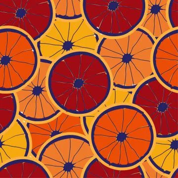 Vector seamless texture with orange slices with blue centres Stock Illustration