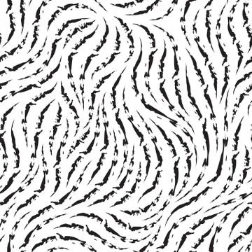 Vector seamless texture. Pattern of heterogeneous ragged lines of black color Stock Illustration