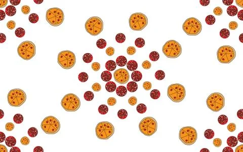 Vector seamless texture with pizza and cheese Stock Illustration