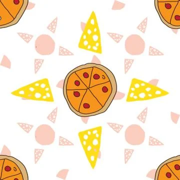 Vector seamless texture with pizza and cheese Illustrazione stock