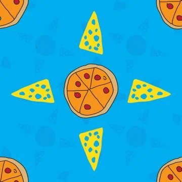 Vector seamless texture with pizza and cheese Illustrazione stock