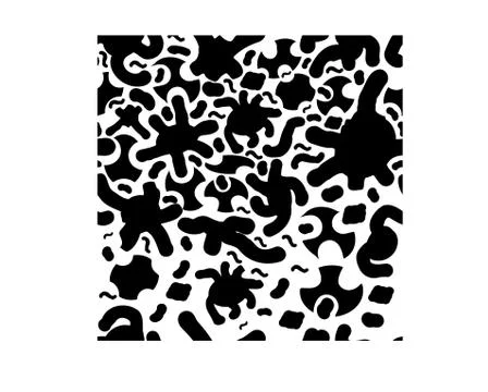 Vector seamless texture. Plasma black bubbles on a white background Stock Illustration