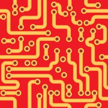 Vector seamless texture - red circuit board Stockillustratie