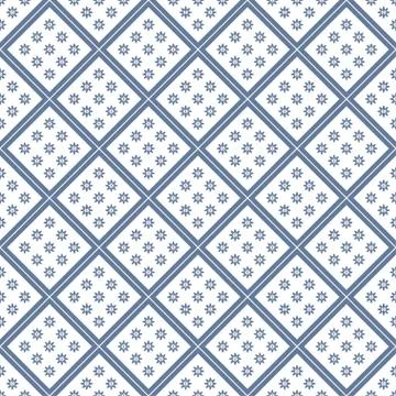 Vector seamless texture. Small flowers and grid Stock Illustration