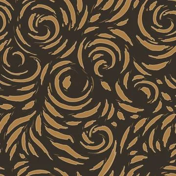 Vector seamless texture of spirals and blots with torn edges in brown shades Stock Illustration