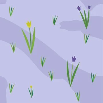 Vector seamless texture with spring fiels and wild flowers Illustrazione stock