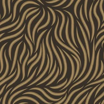 Vector seamless texture of swamp flowers from smooth lines on a dark background Stock Illustration
