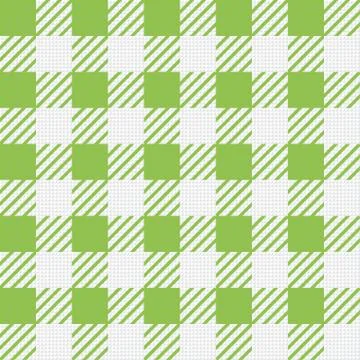 Vector seamless texture with vichy cage ornament. Green and white cages Stock Illustration