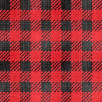 Vector seamless texture with vichy cage ornament. Red and blakc cages Stock Illustration