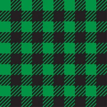 Vector seamless texture with vichy cage ornament. Green and black cages Stock Illustration