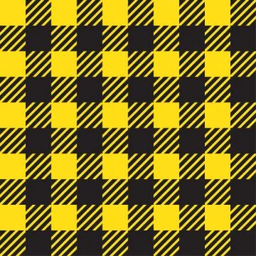 Vector seamless texture with vichy cage ornament. Yellow and black cages Stock Illustration