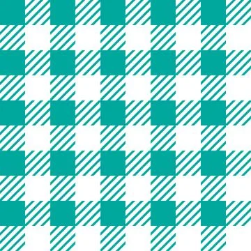 Vector seamless texture with vichy cage ornament. Green and white cages Stock Illustration