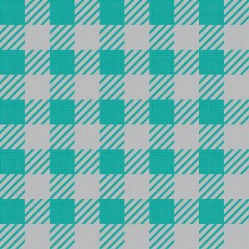 Vector seamless texture with vichy cage ornament. Green and grey cages Stock Illustration
