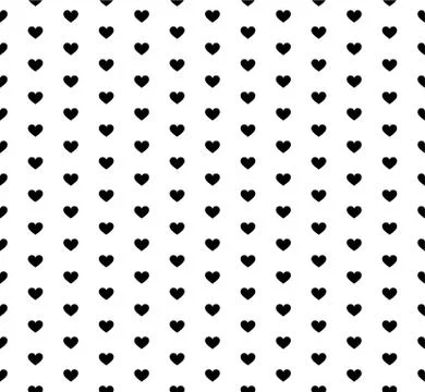 Vector seamless texture. White background and black hearts. Repeatable patter Stock Illustration