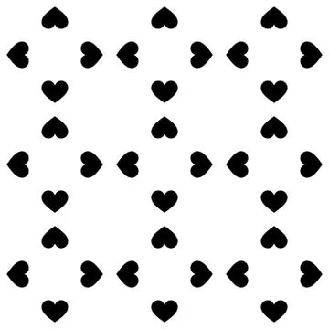 Vector seamless texture. White background and black hearts. Repeatable patter Stock Illustration
