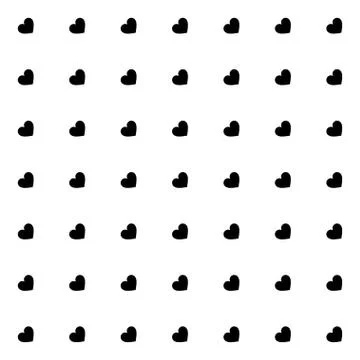 Vector seamless texture. White background and black hearts. Repeatable patter Stock Illustration