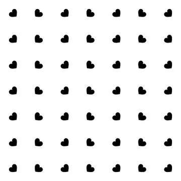 Vector seamless texture. White background and black hearts. Repeatable patter Stock Illustration