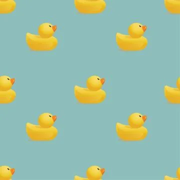 Vector seamless texture with yellow rubber duck Stock Illustration