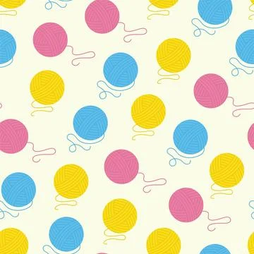 Vector seamless thread balls pattern - colorful funky design. Creative Stock Illustration