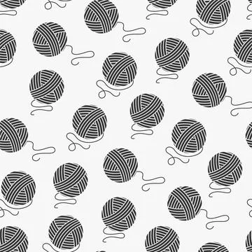 Vector seamless thread balls pattern. Creative funky repeatable background Stock Illustration