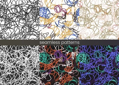 Vector seamless thread pattern set. . Abstract colour rope pattern. Stock Illustration