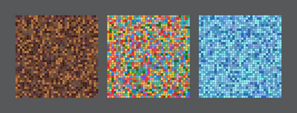 Vector seamless tile texture set featuring aqua, navy, red, green, yellow Stock Illustration
