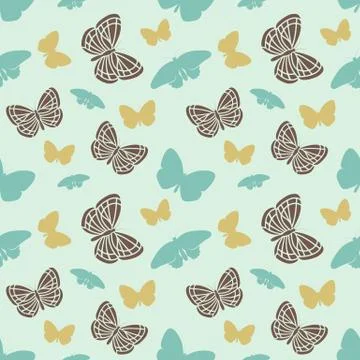 Vector seamless tiling pattern with butterflies Illustrazione stock