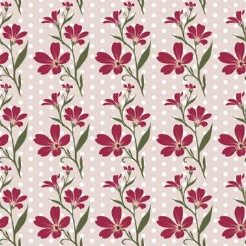 Vector seamless tiling pattern - romantic flowers Stock Illustration