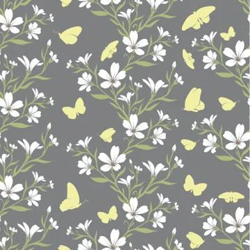Vector seamless tiling pattern - romantic flowers Stock Illustration