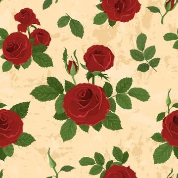 Vector seamless tiling pattern with roses Stock Illustration