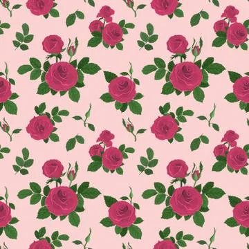 Vector seamless tiling pattern with roses Illustrazione stock