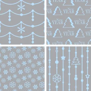 Vector seamless tiling patterns - christmas backgrounds Stock Illustration