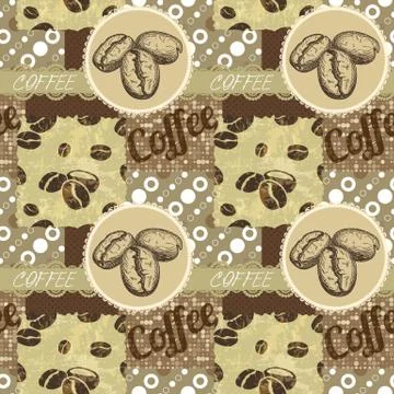 Vector seamless tiling patterns - coffee. Stock Illustration