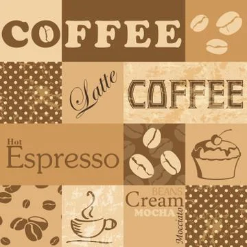 Vector seamless tiling patterns - coffee Illustrazione stock
