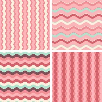 Vector seamless tiling patterns - geometric waves Illustrazione stock