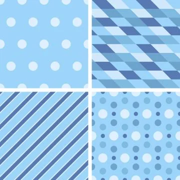 Vector seamless tiling patterns - geometric blue Stock Illustration