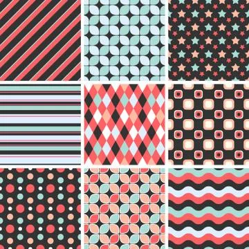 Vector seamless tiling patterns - geometric Stock Illustration
