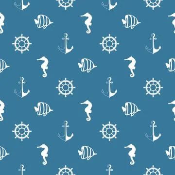 Vector seamless tiling patterns - nautical elements Stock Illustration