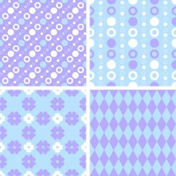Vector seamless tiling patterns - purple and blue Stock Illustration